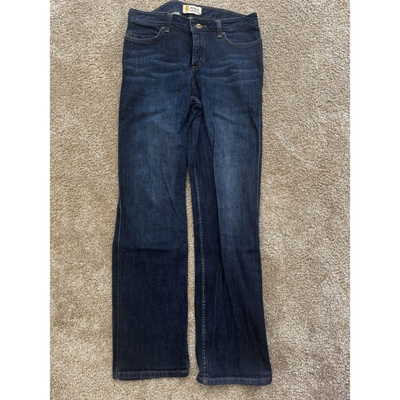Carhartt Original Fit Straight Leg Jeans 6  Dark Wash Low Rise Denim Workwear - Picture 1 of 5